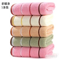 qingfeng Towel Household Cotton Thickened Water Soft Comfortable Wash Face Towel 5 Packs 73x33cm Colored forging Strip 5 Packs - B07VK2SD8D